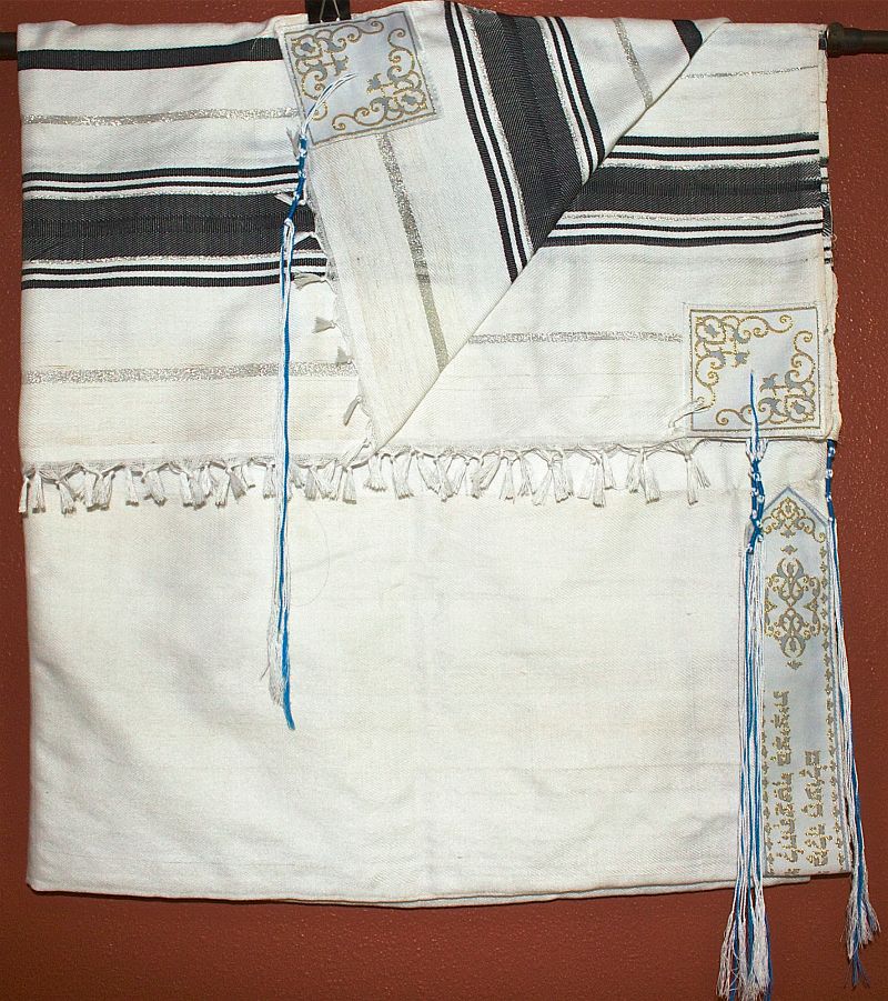 Black and Silver Tallit with Embroidery
