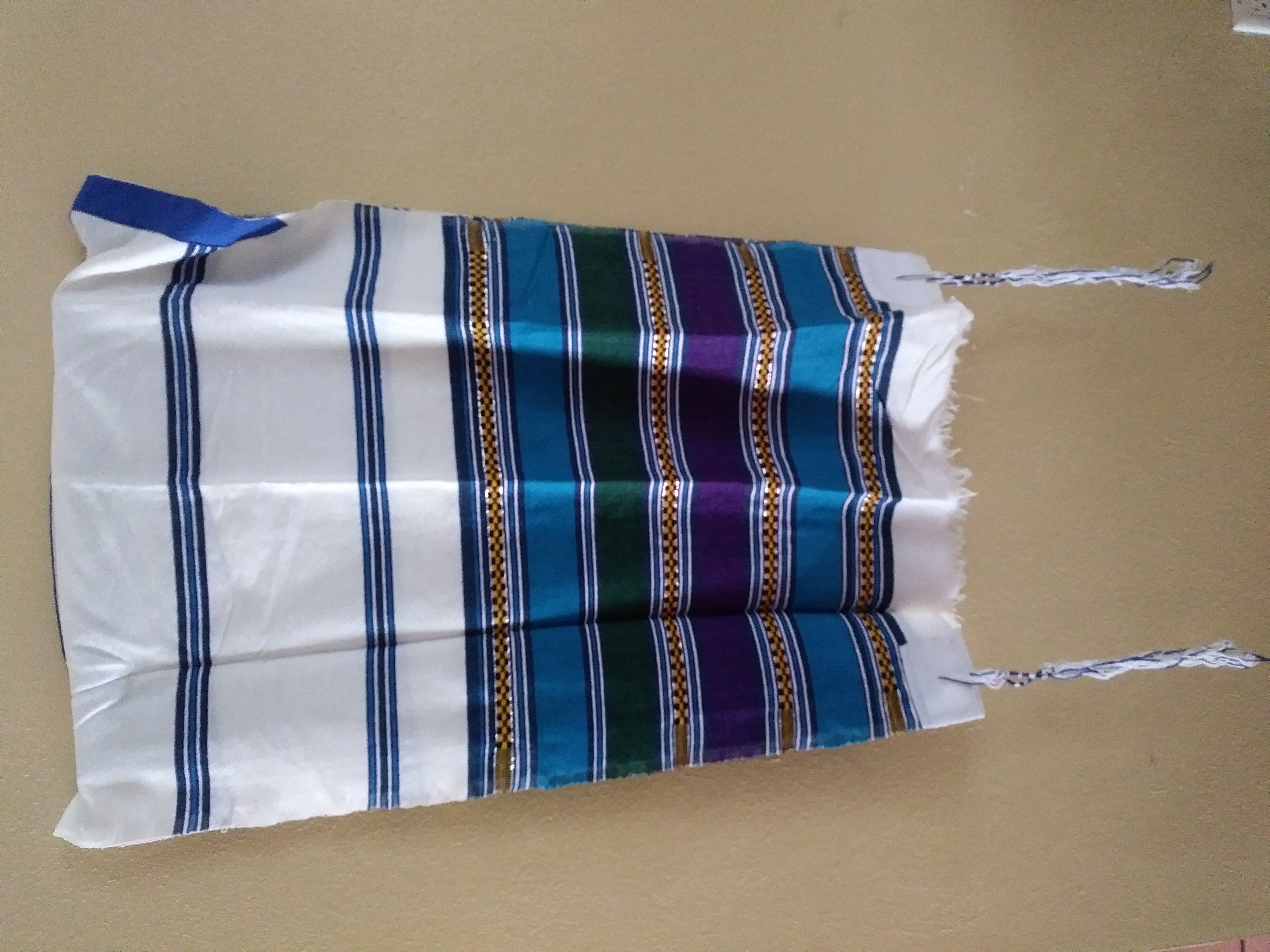 Colorful Blue Green Purple Tallit w/o Embroidery